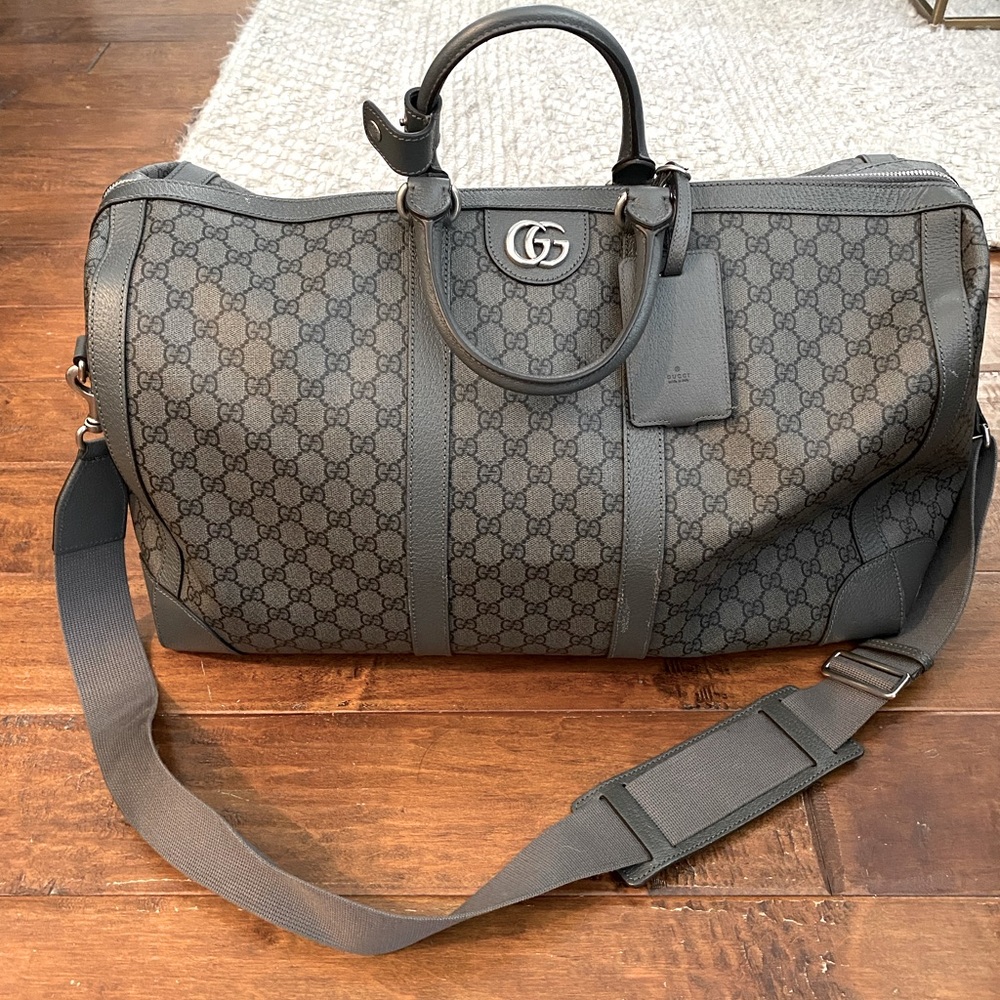 GUCCI OPHIDIA LARGE DUFFLE BAG - GREY AND BLACK SUPREME